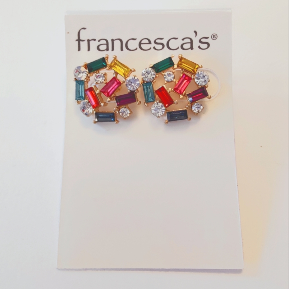 Brylee Baguette Cluster Stud Earrings